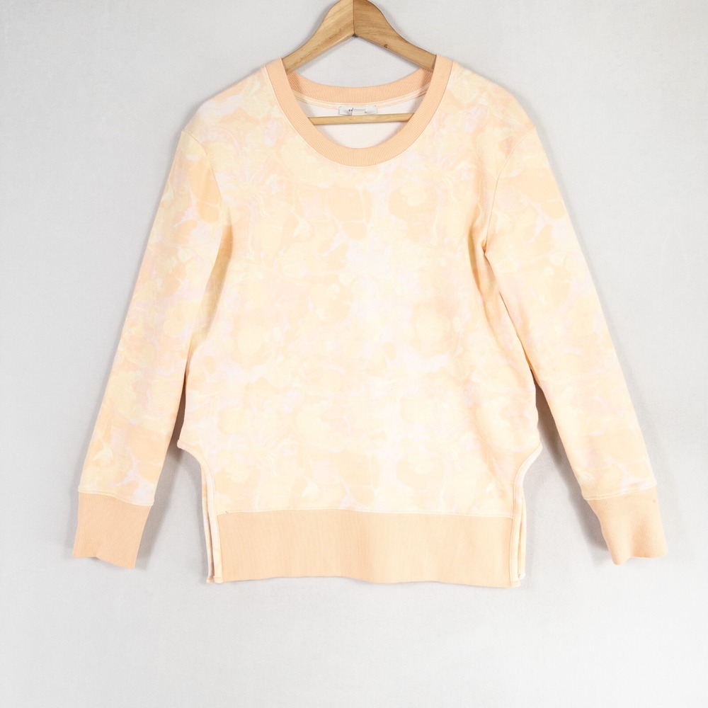 Daily/Ritual Sweatshirt Womens Sz Small Orange Pink Abstract Pattern Side Slits